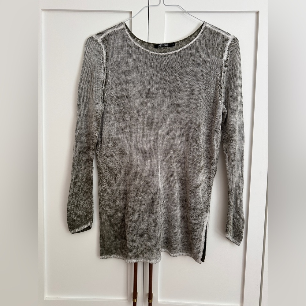 NIC+ZOE reverse printed linen sweate
